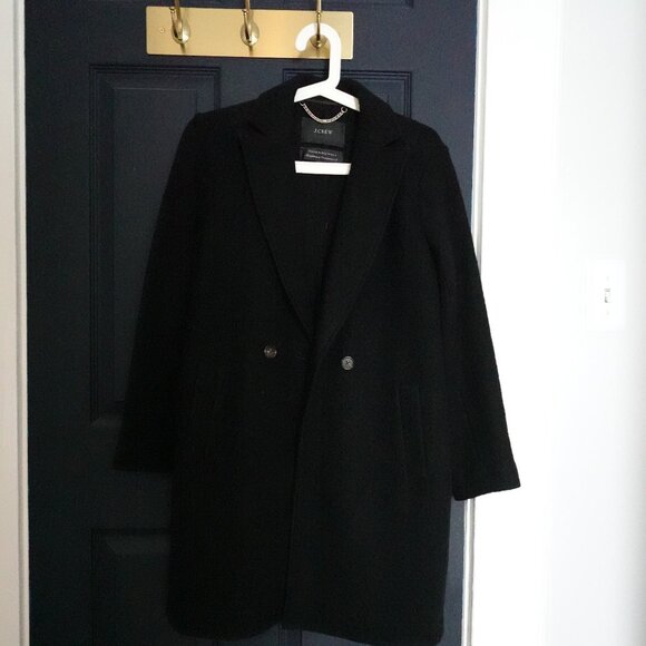 J.Crew Daphne Coat in Italian Boiled Wool Black Size 0P - Picture 2 of 7